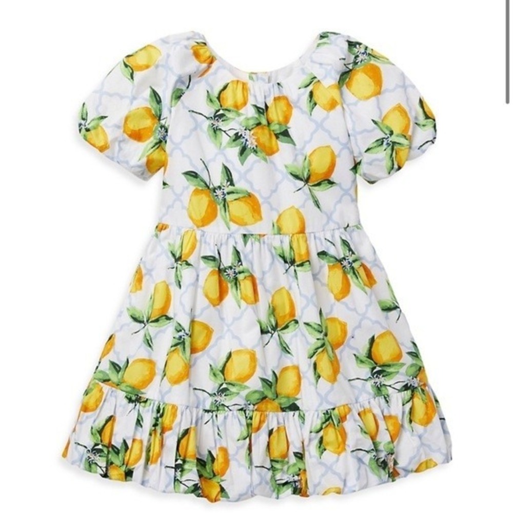 Janie and Jack White Dress with Yellow Lemon Print